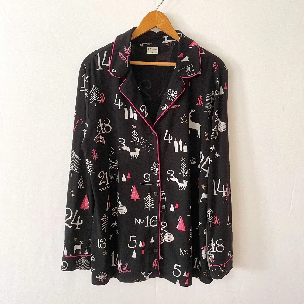 SOMA Women’s Size XL Button Up Long Sleeve Pajama Top